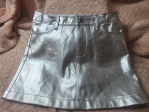 abercrombie kids metallic silver high rise wide leg skort